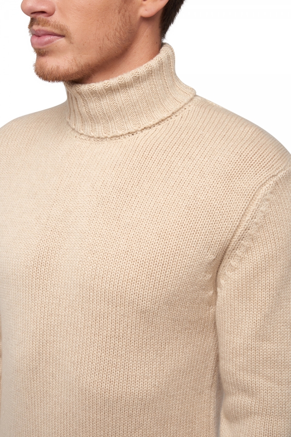 Cachemire Naturel pull homme col roule natural chichi natural beige l